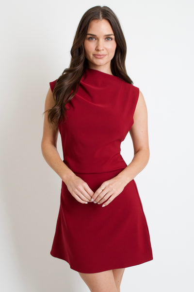 Kiki Gathered Mini Dress // burgundy