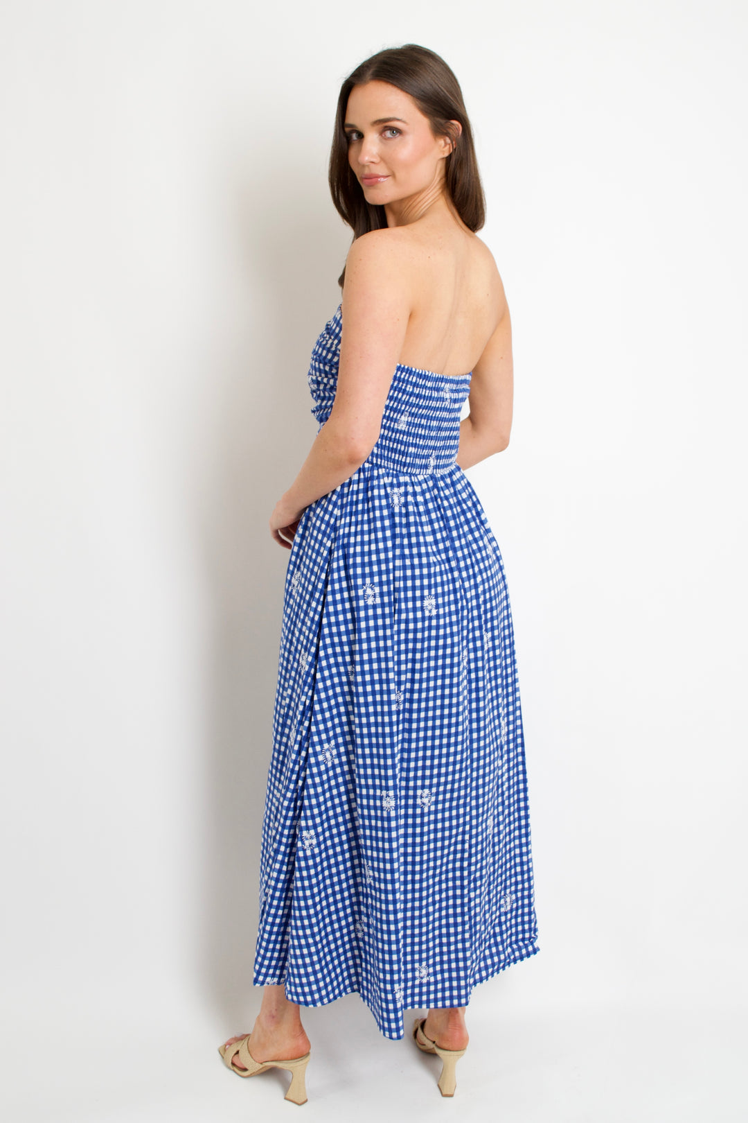 Santorini Gingham Midi Dress