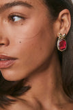 Daphne Bow Gold Drop Earrings in Dark Burgundy Illusion