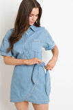 Denim Wrap Skirt Mini Dress