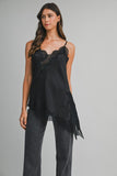 Asymmetrical Lace Satin Top