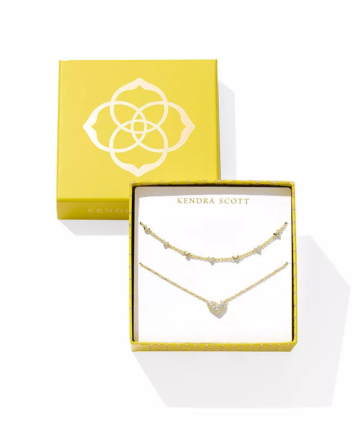 Ari and Haven Pavé Heart Necklaces