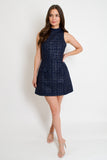 Darcy Navy Tweed Mini Dress
