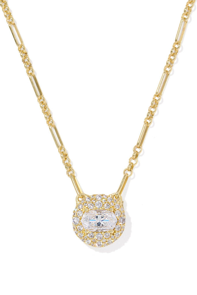 Bella Short Pendent Necklace in Gold White