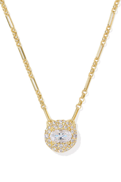 Bella Short Pendent Necklace in Gold White