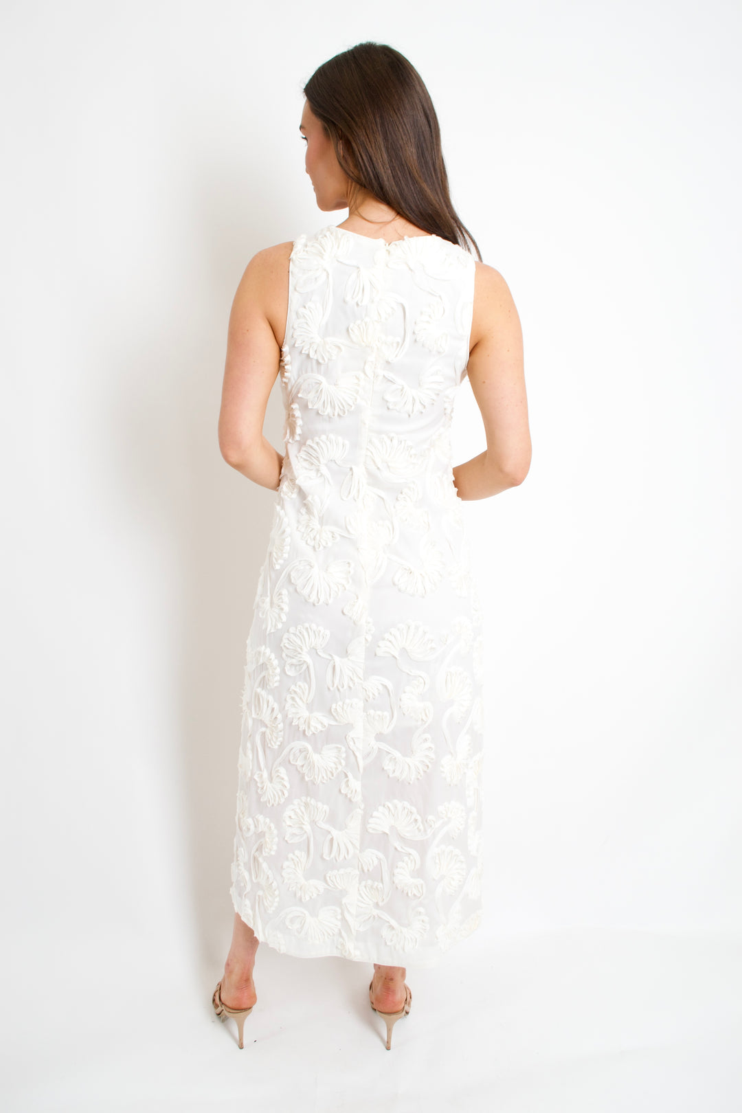 Embroidered Shell Midi Dress