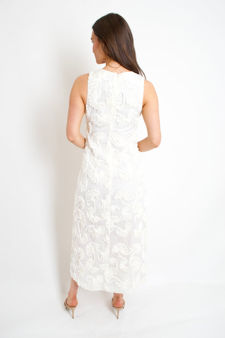 Embroidered Shell Midi Dress