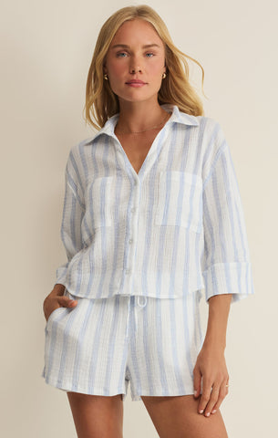 Helena Striped Gauze Button Up