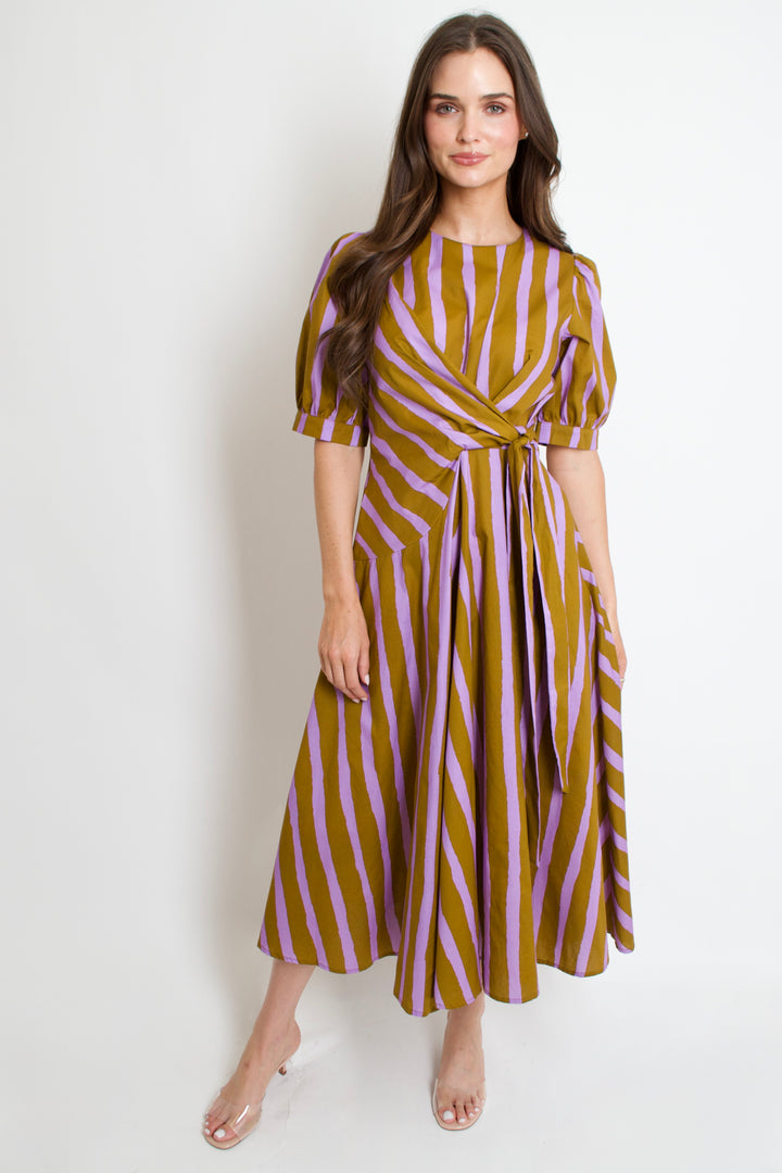 Abstract Stripes Maxi Dress