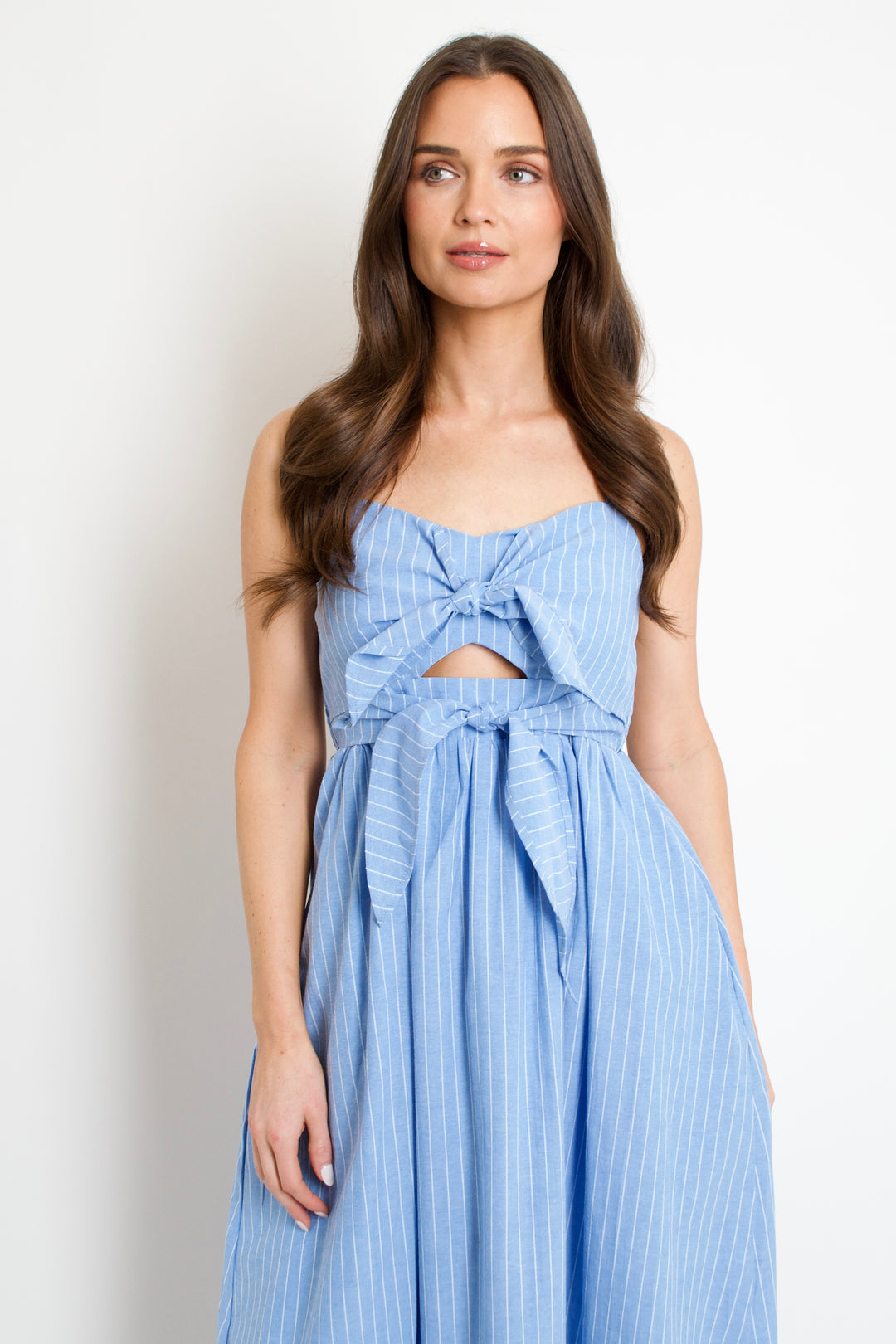 Nautical Stripe Bow Midi Dress