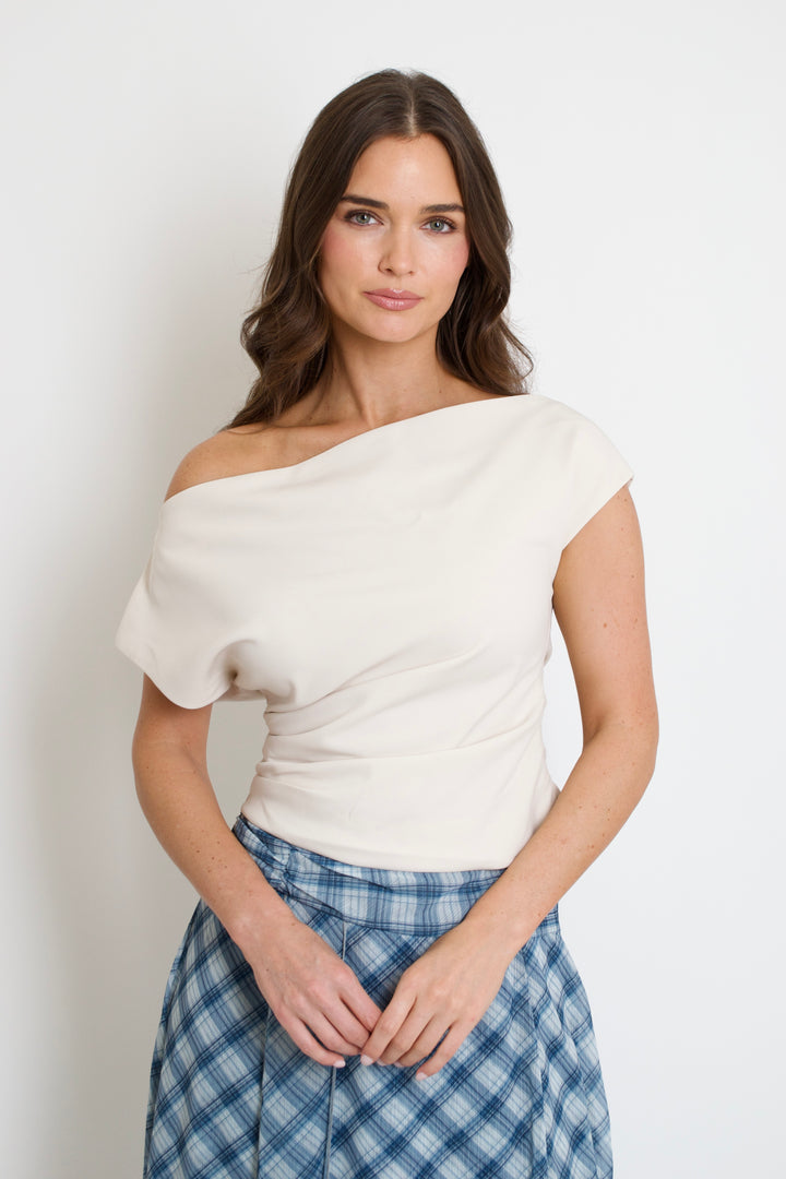 Hana Draped Shoulder Top // ivory