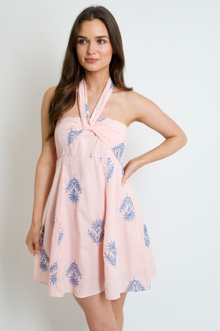 Azure Leaf Mini Dress