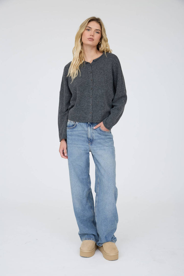 Lizzy Button Cardigan // charcoal