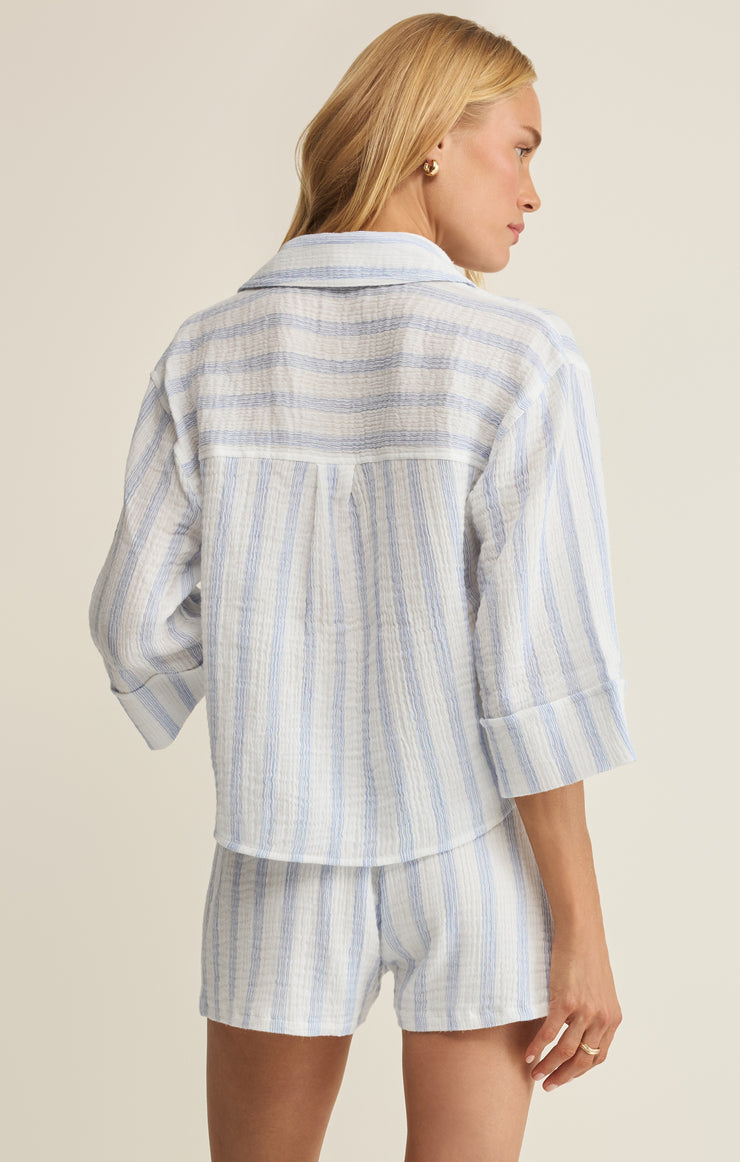 Helena Striped Gauze Button Up