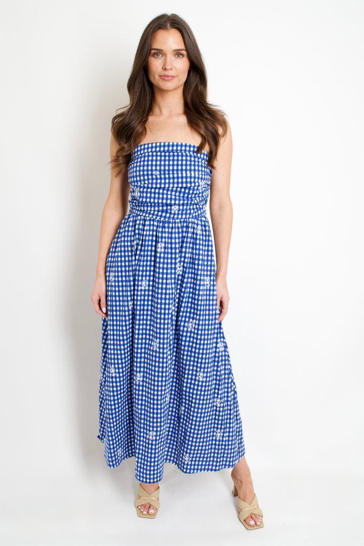 Santorini Gingham Midi Dress