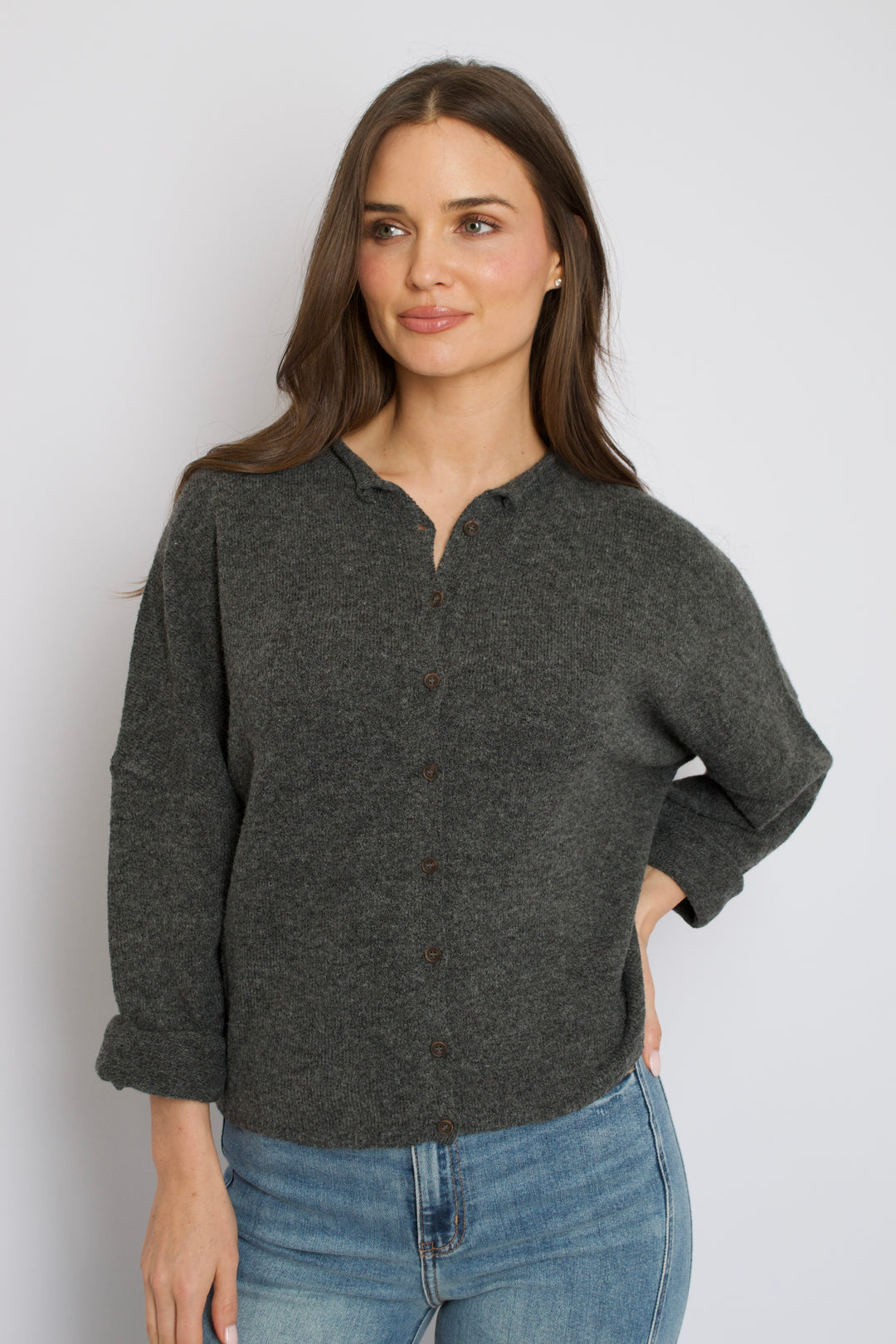 Lizzy Button Cardigan // charcoal