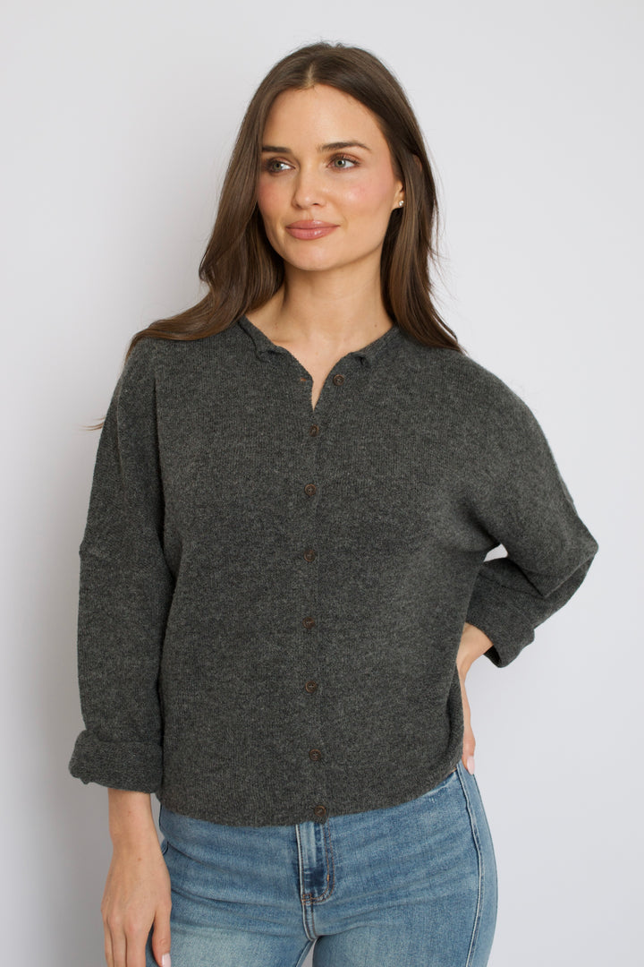 Lizzy Button Cardigan // charcoal