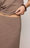 Delavine Textured Midi Skirt // iced coffee