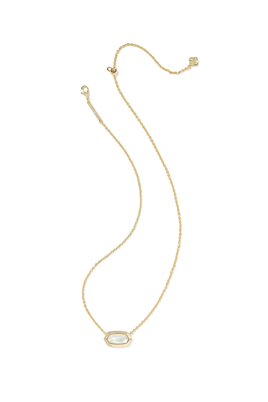 Elisa Bezel Gold Pendent Necklace in Ivory Mother of Pearl