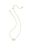 Elisa Bezel Gold Pendent Necklace in Ivory Mother of Pearl