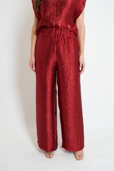 Maeve Metallic Pants // wine