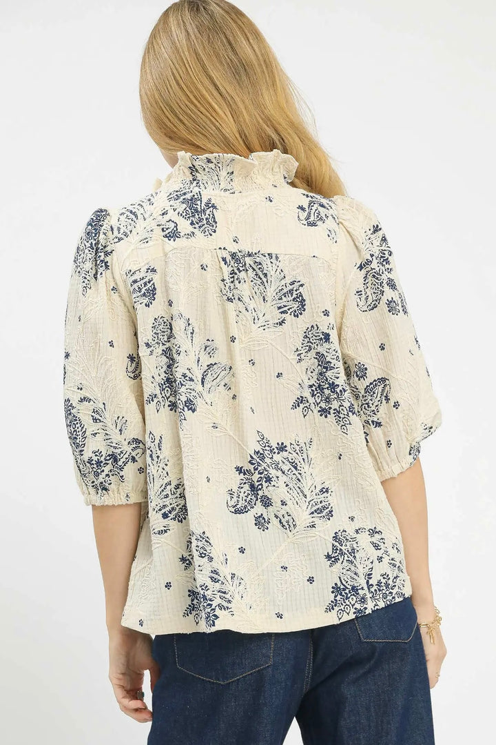 Navy Fleur Blouse