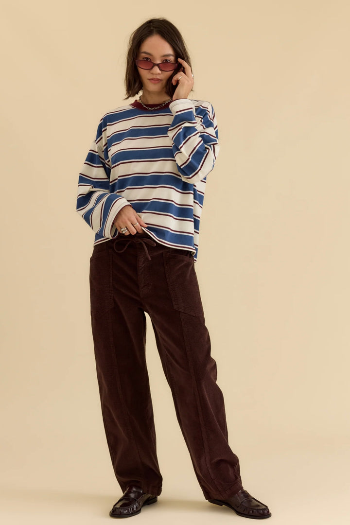 DAZE // Villa Drawstring Barrel Leg Pant in Chocolate