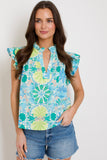 Erica Ruffle Sleeve Blouse