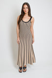 Ribbed Striped Midi Dress