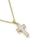 Cross Pendent Necklace in Blush Pink Dichroic Glass