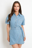 Denim Wrap Skirt Mini Dress