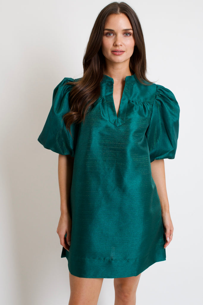 Kyla Puff Sleeve Dress // emerald