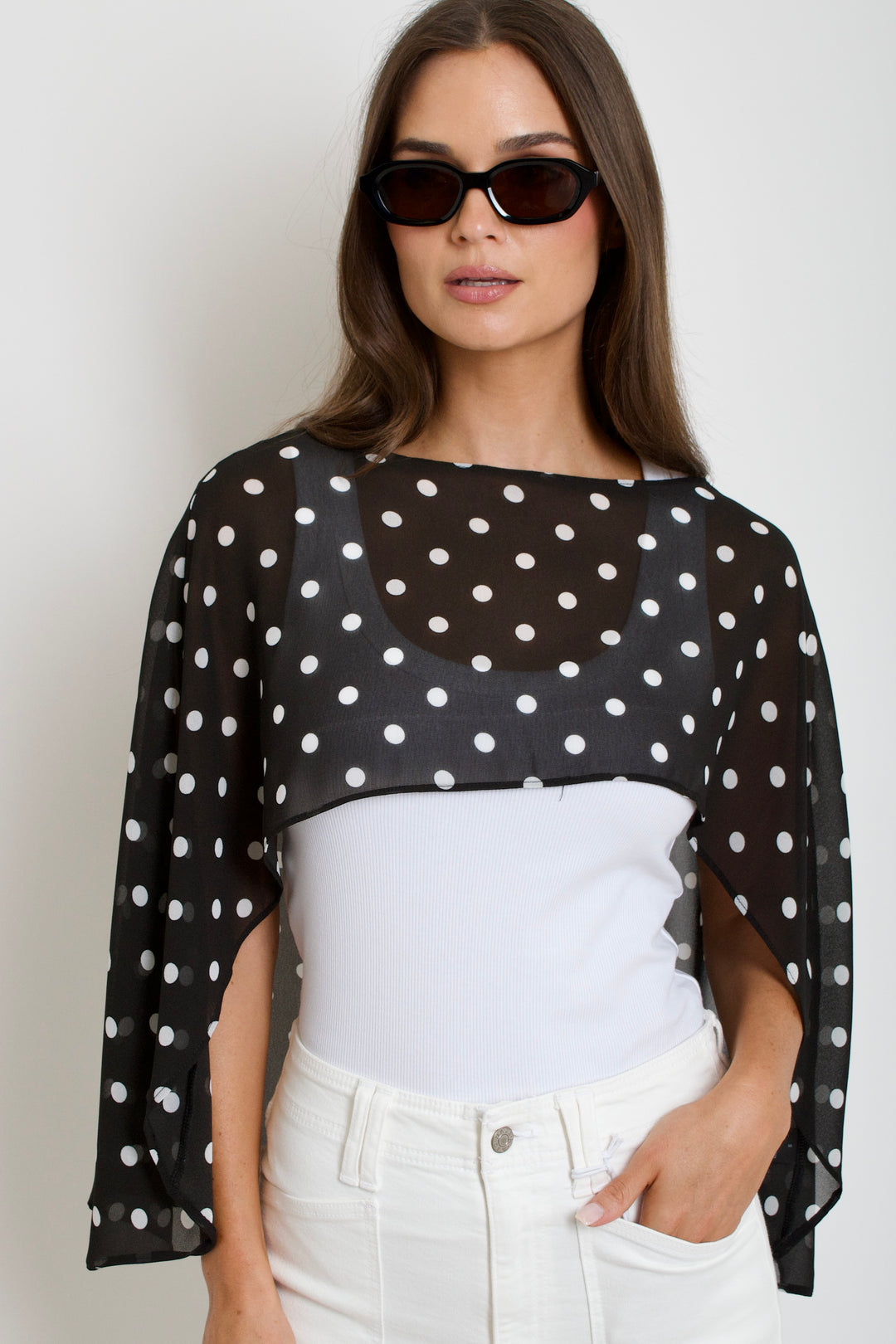 Mika Polka Dot Cape Top