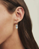 Lee Luxe Drop Earrings in Gold Light Blue CZ