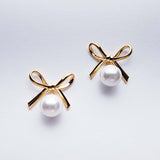 HELLO EDIE // Bow Pearl Drop Earrings