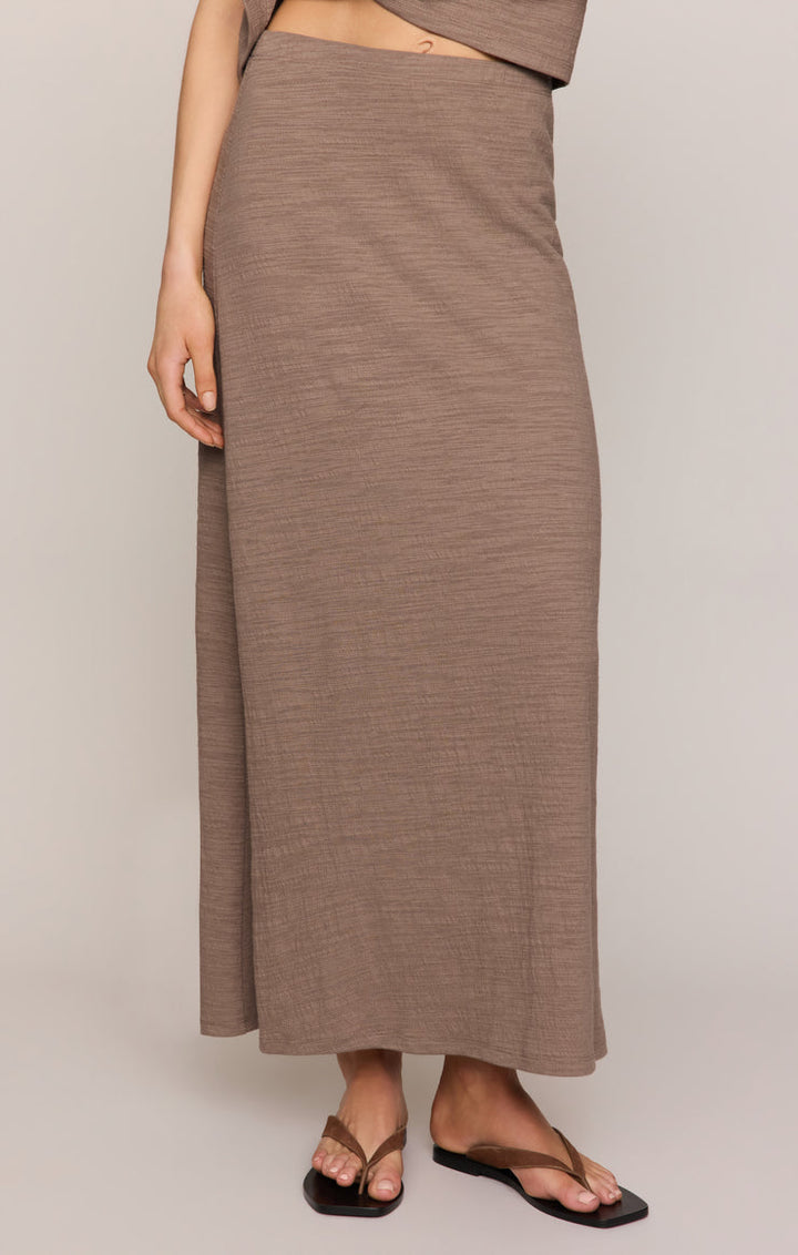 Delavine Textured Midi Skirt // iced coffee