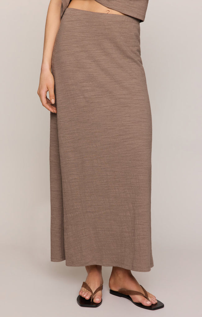 Delavine Textured Midi Skirt // iced coffee