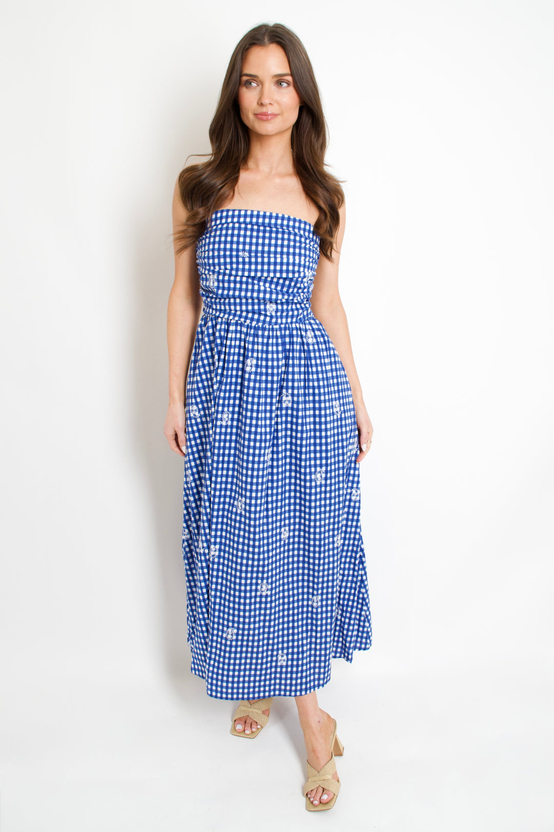 Santorini Gingham Midi Dress