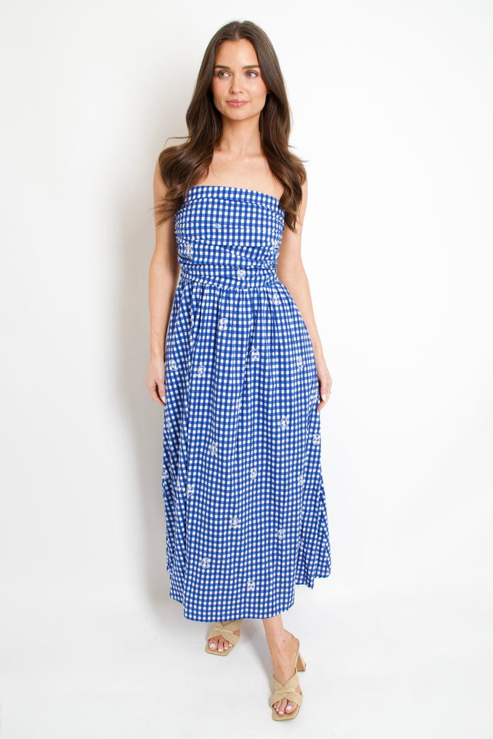 Santorini Gingham Midi Dress