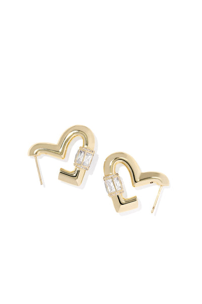 Emery Heart Gold Hoop Earrings