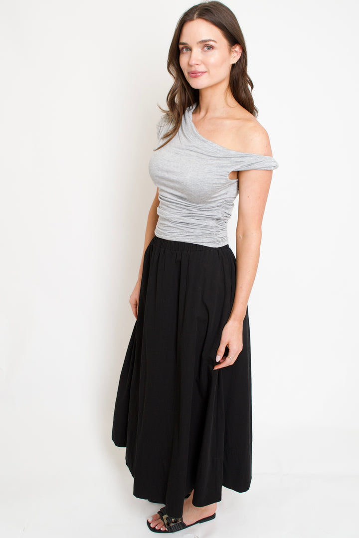 Elise Poplin Midi Skirt // black
