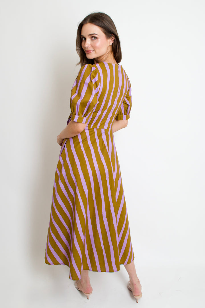 Abstract Stripes Maxi Dress