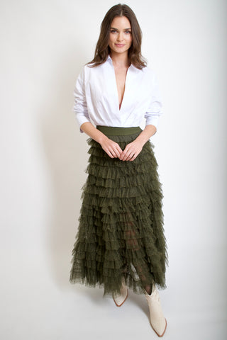 Tulle Ruffle Maxi Skirt