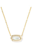 Elisa Bezel Gold Pendent Necklace in Ivory Mother of Pearl