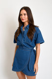 Denim Wrap Skirt Mini Dress