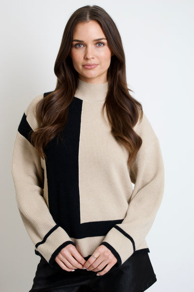 Colorblock Turtleneck Sweater