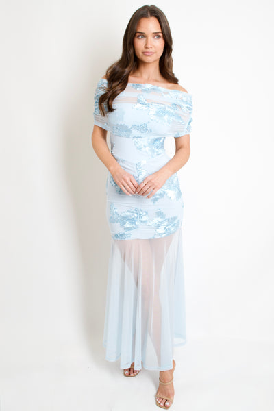 Azure Bloom Maxi Dress