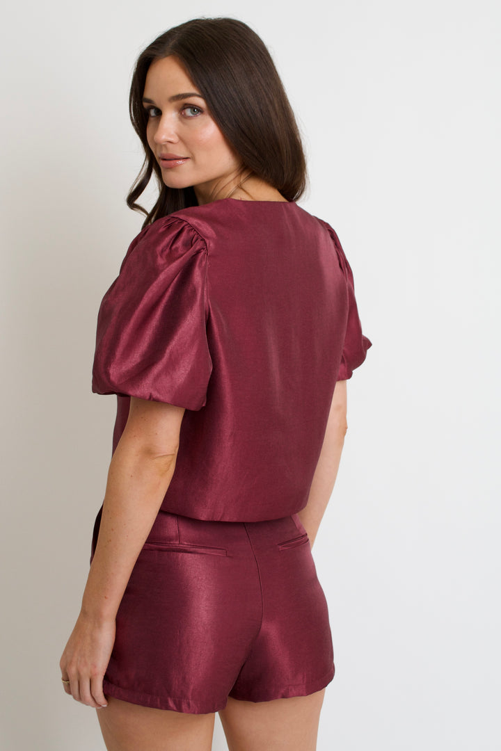 Chloe Satin Shorts // plum