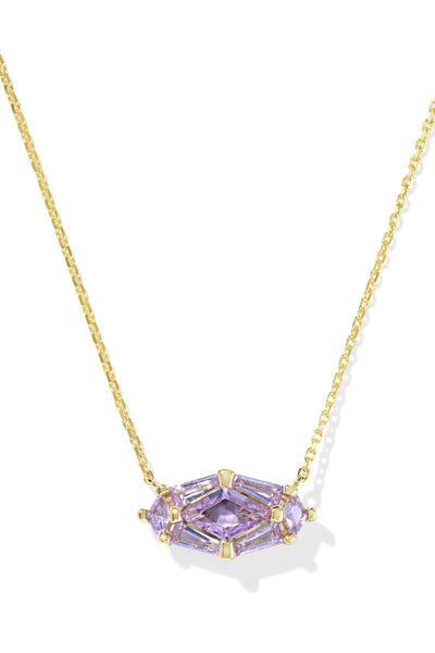 Lindy Rae Elisa Short Pendant Necklace in Gold Violet Crystal