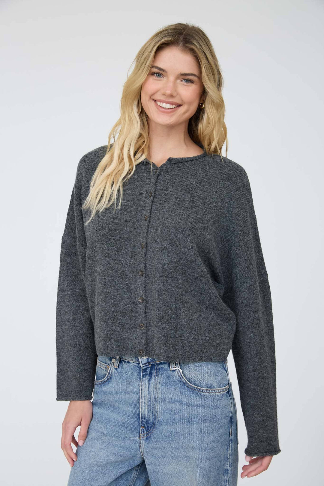 Lizzy Button Cardigan // charcoal